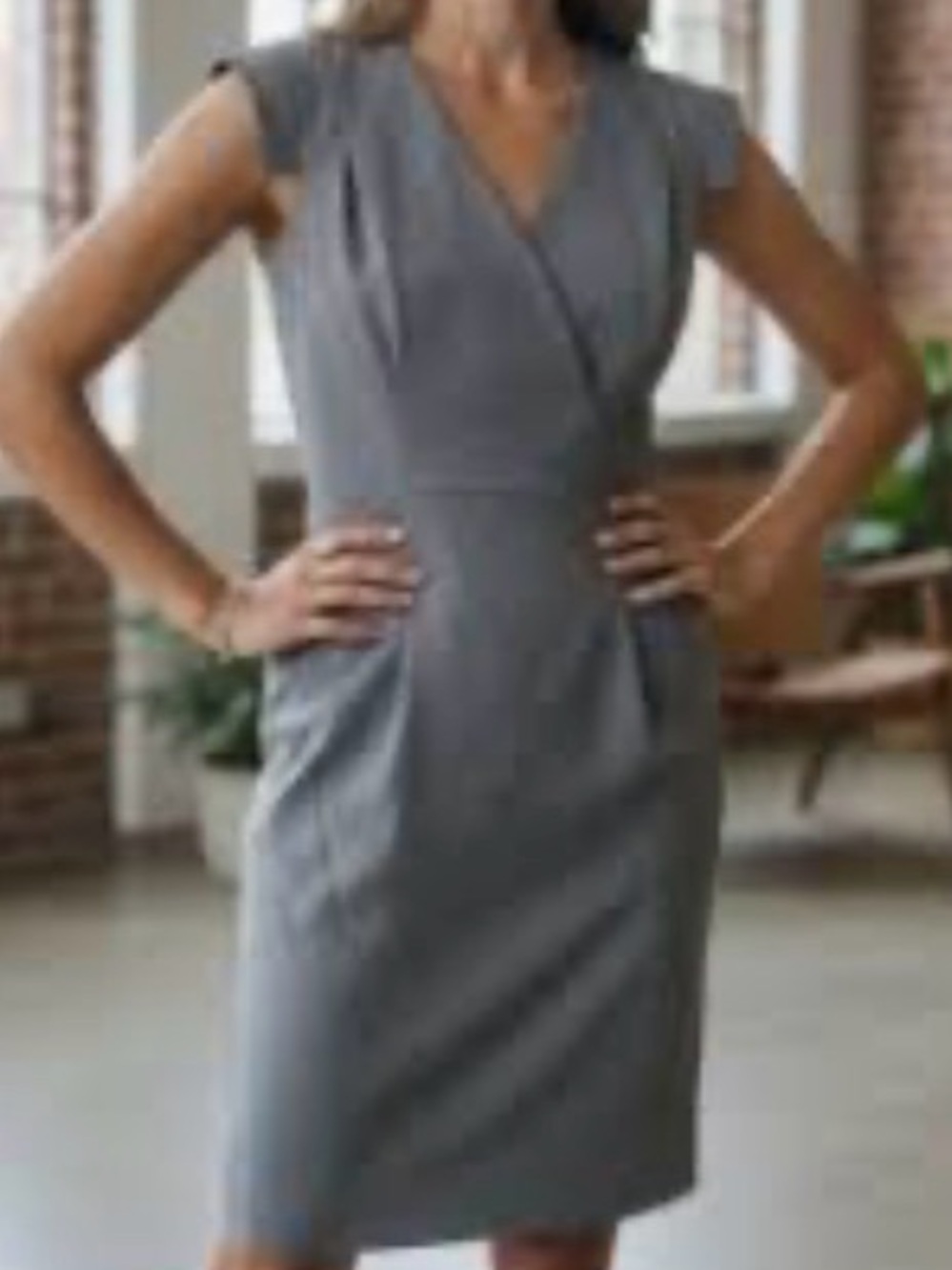 Banana Republic Carine Grey Wool Sheath Dress.